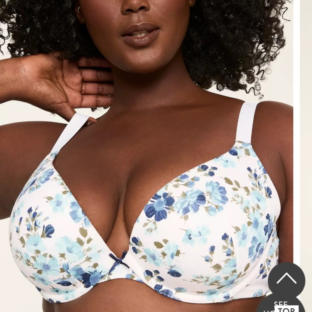 Cacique NEW boost plunge support bra plus sz 42DD 42 DD pastel floral cotton NWT